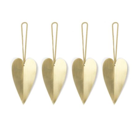 Ornamento de latão Heart Brass - conj. 4 - Ferm Living