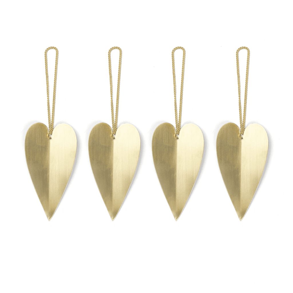 Ornamento de latão Heart Brass - conj. 4 - Ferm Living