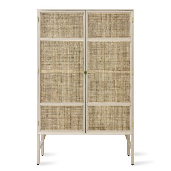 Retro Webbing Cabinet Sand With Shelves