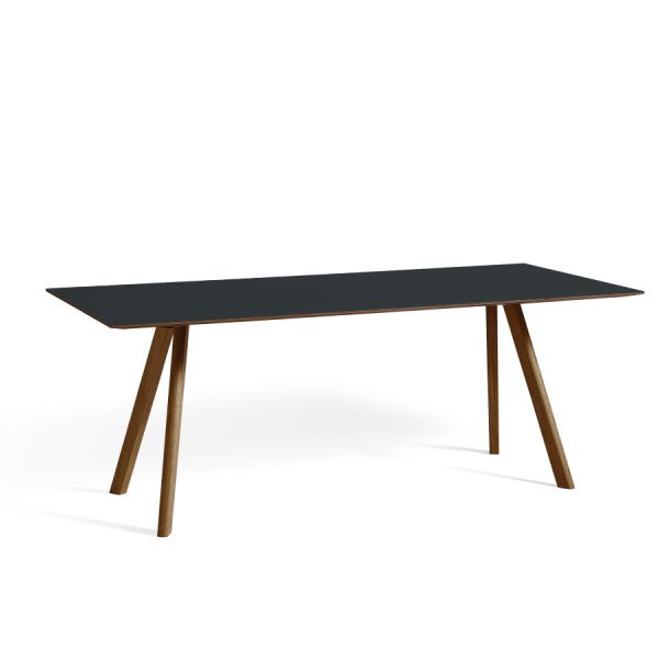 CPH 30 dark grey lino dining table top_wb lacquer walnut base
