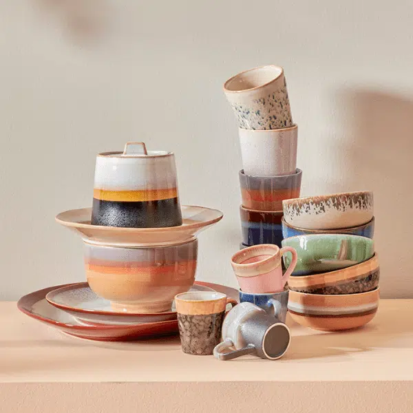 HK Living - 70s Ceramics - Capuccino Mugs Meteor 4 70S CERAMICS ESPRESSO MUGS POLARIS