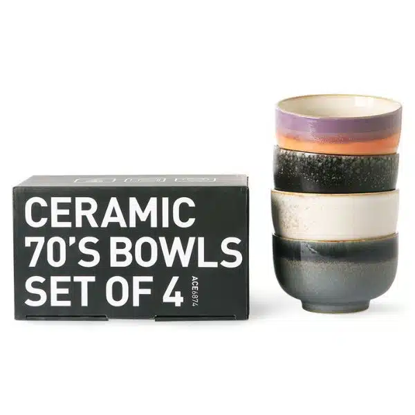 HK Living - Taças - 70s Ceramics Nooddle Bowls Astra 2 70S CERAMICS NOODLE BOWLS (SET OF 4)