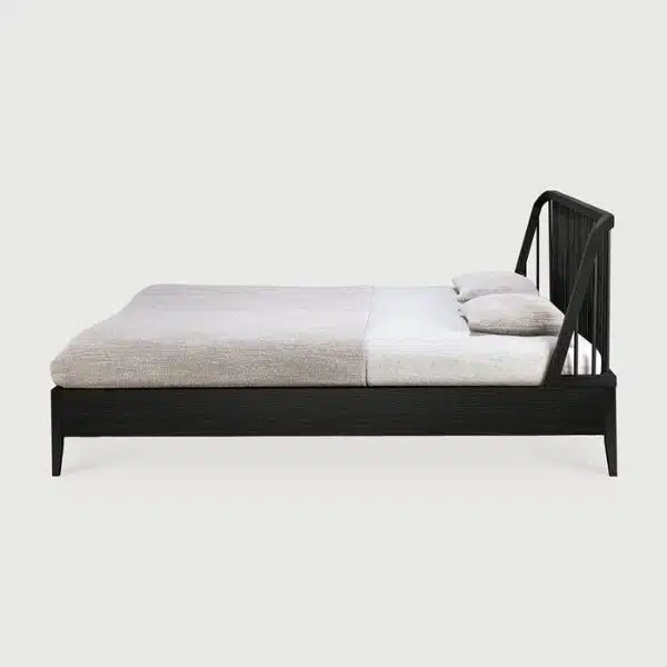 Ethnicraft - Cama de Casal - Oak Black Spindle 2 Ethnicraft Spindle Bed Black Oak