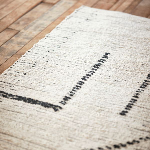 HKLIVING HAND WOVEN COTTON RUG CREAM_CHARCOAL (200X300)