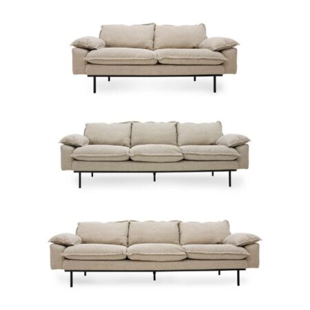 HKLIVING RETRO SOFA, WAFER, CREAM