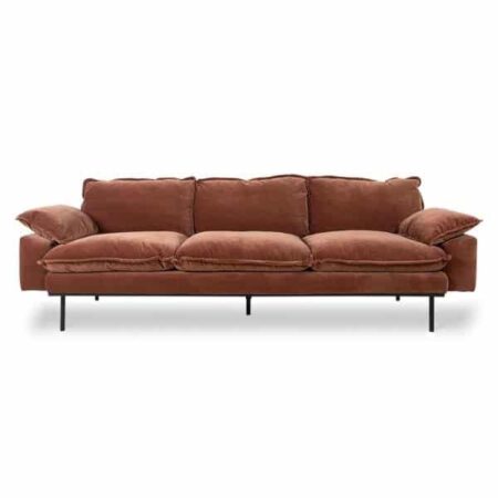 HKLIVING RETRO SOFA_ 4-SEATS Royal Velvet Magnolia