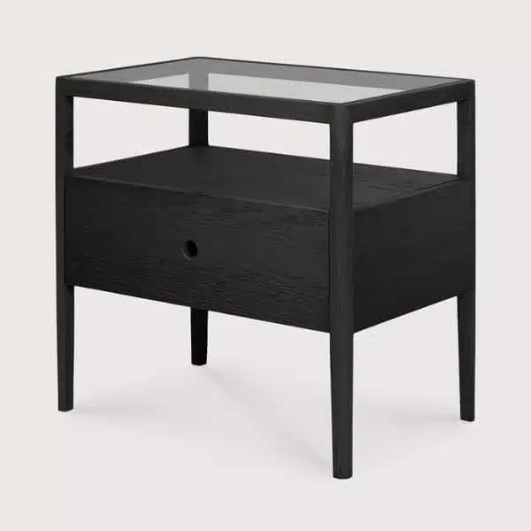 Ethnicraft - Mesa de Cabeceira - Spindle Oak Black 2 Ethnicraft Spindle Bedside table Oak Black