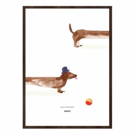 Paper Collective - 70x50 - Doug the Dachshund - dark oak frame