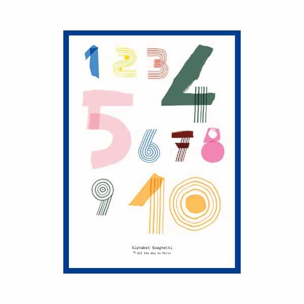 Paper Collective - 70x50 - Numbers Spaghetti - blue frame