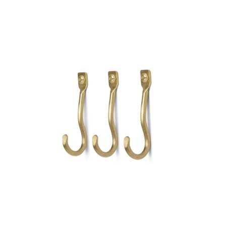 Ferm Living Conjunto de 3 cabides Curvature Brass