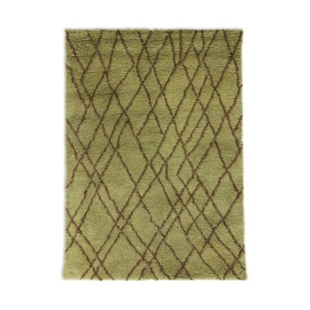 HKliving - Tapete de lã - Olive Zigzag 180x200