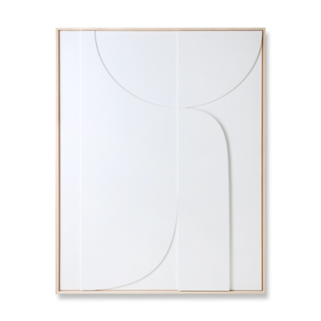 HKliving – Framed Relief Art Panel White B XL