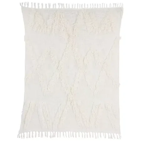 HKliving - Manta - White Fringe Throw