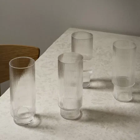 Ferm Living - Copos Ripple Long Drink - Clear conj. 4