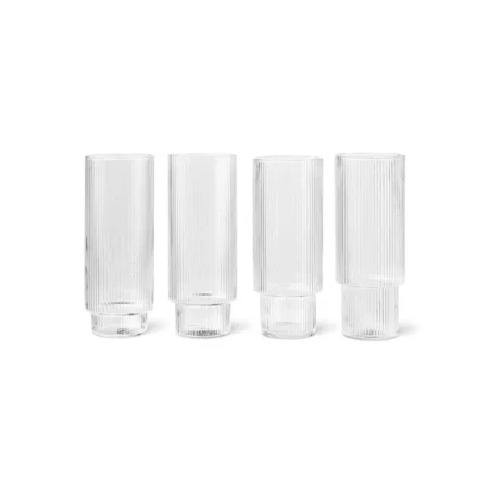 Ferm Living - Copos Ripple Long Drink - Clear conj. 4