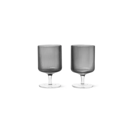 Ferm Living - Copos de Vinho Ripple - Smoked Grey